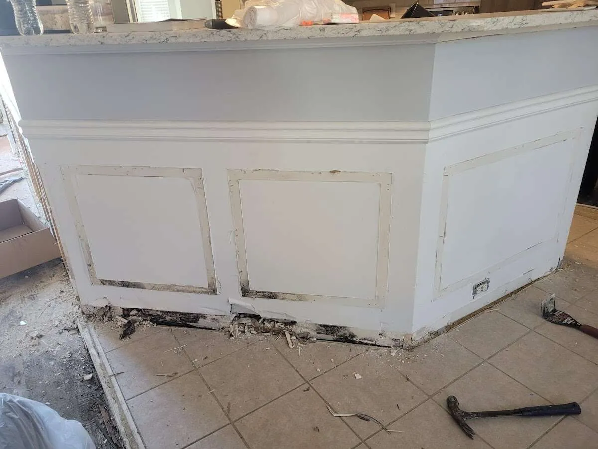 Water damage and mold on kitchen during Mold Inspection & Testing in Temescal Valley